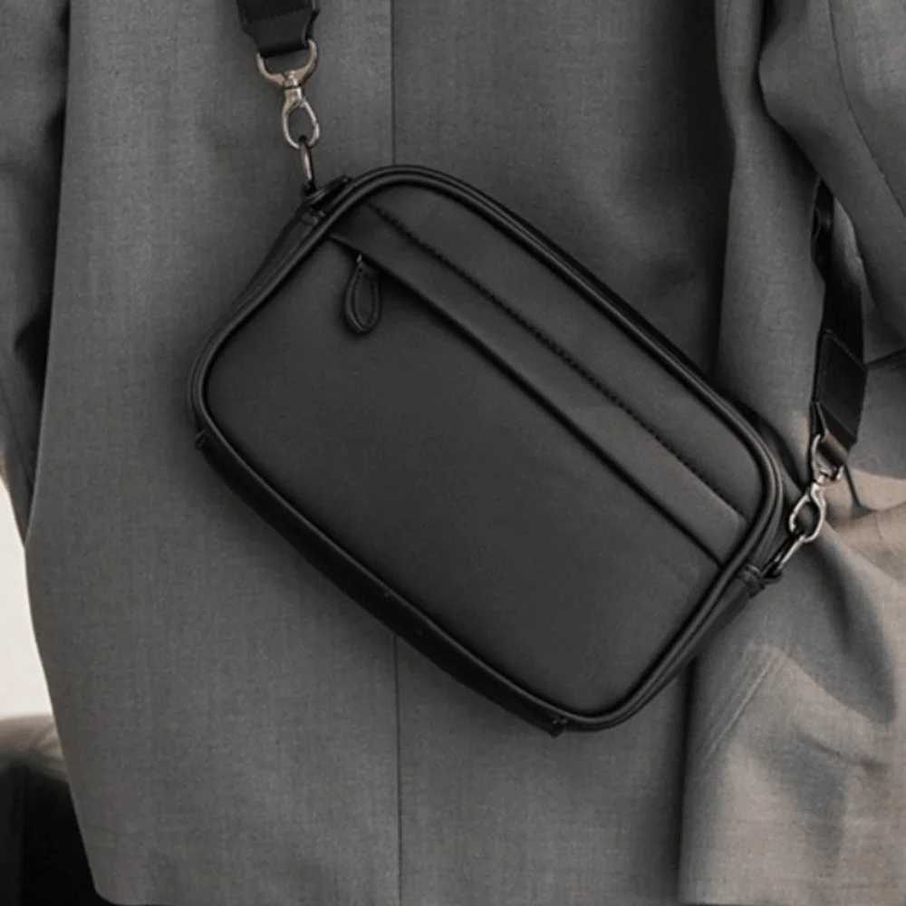 Borsa a tracolla da uomo portatile in pelle PU Borsa a tracolla multitasche casual Borsa a tracolla da lavoro impermeabile nera Shopping