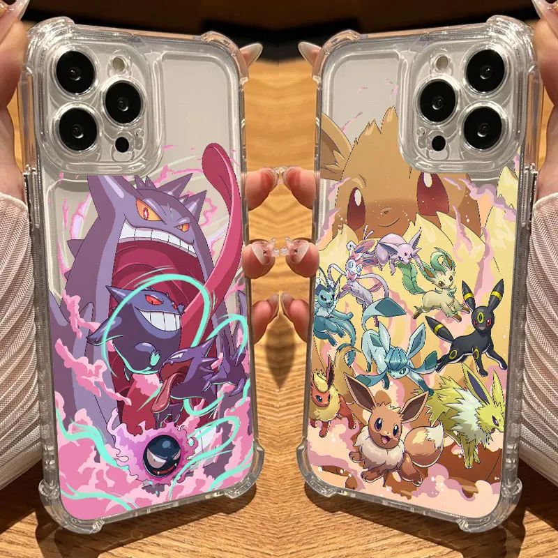 Anime P-Pokemons G-Gengar Cartoon Phone Case Clear For iPhone 18 17 16 14 15 11 12 13 Pro Max 8 Plus 16E 17 Air 18Pro X XR Cover