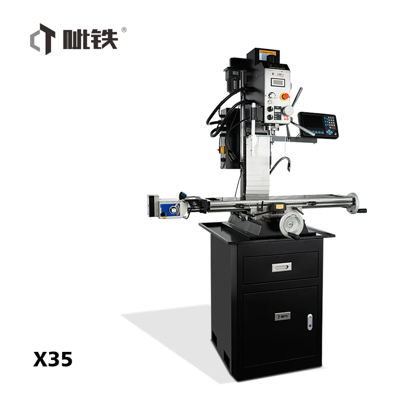 เครื่องกลึงและกัดแบบคอมโบความเร็วสูง X35 พร้อมโต๊ะทำงานและจอแสดงผล 3 แกน