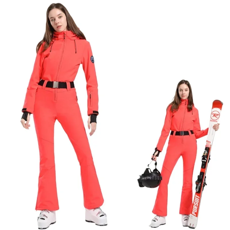 Slim and thin during the Ice and Snow Festival windproof waterproof breathable and warm outdoor  one-piece ski suit for women