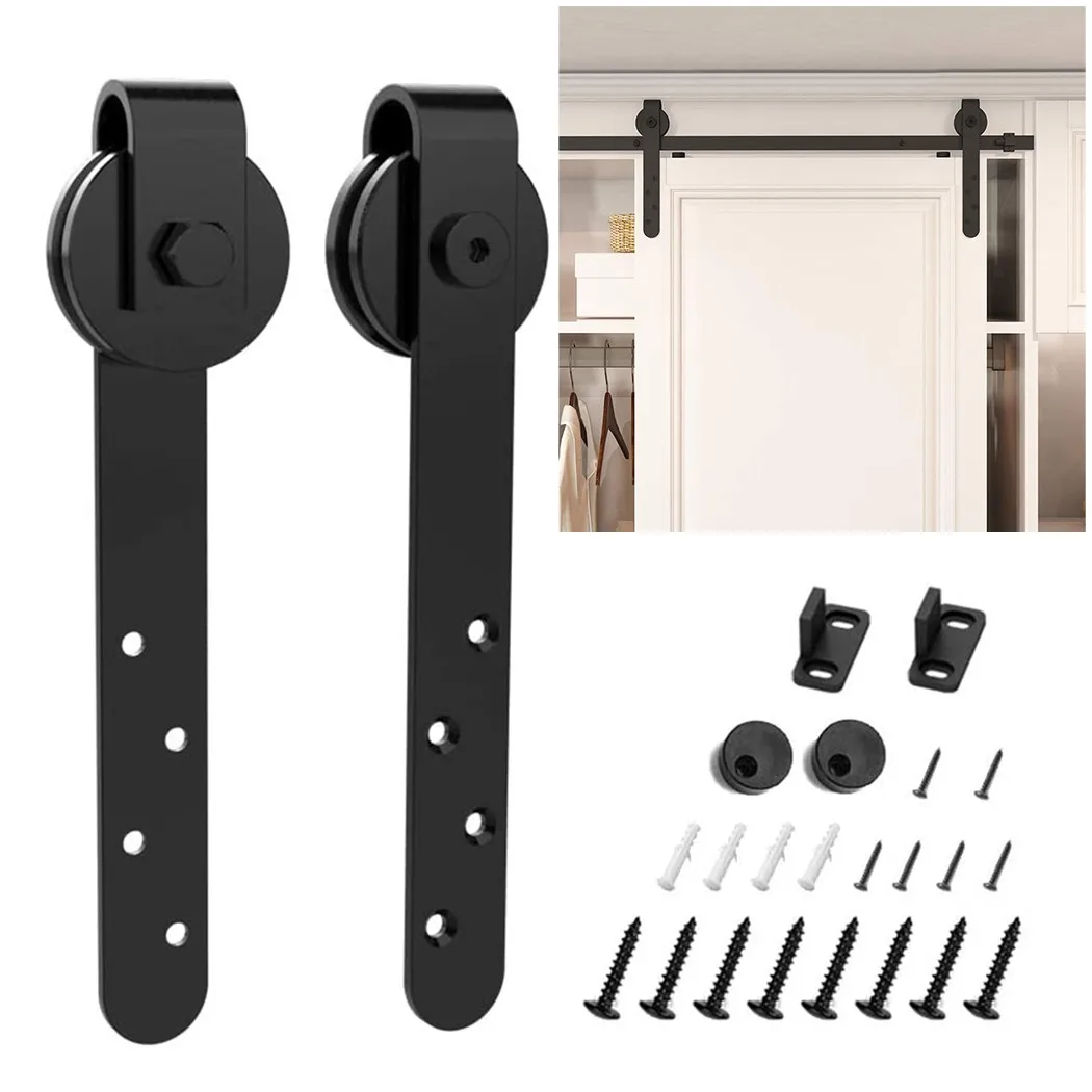 Barn Door Sliding Barn Door Hardware Kit Handles Floor Guide, DIY Solid Wood Barn Door Slab, For Cabinet Doors Rail Set