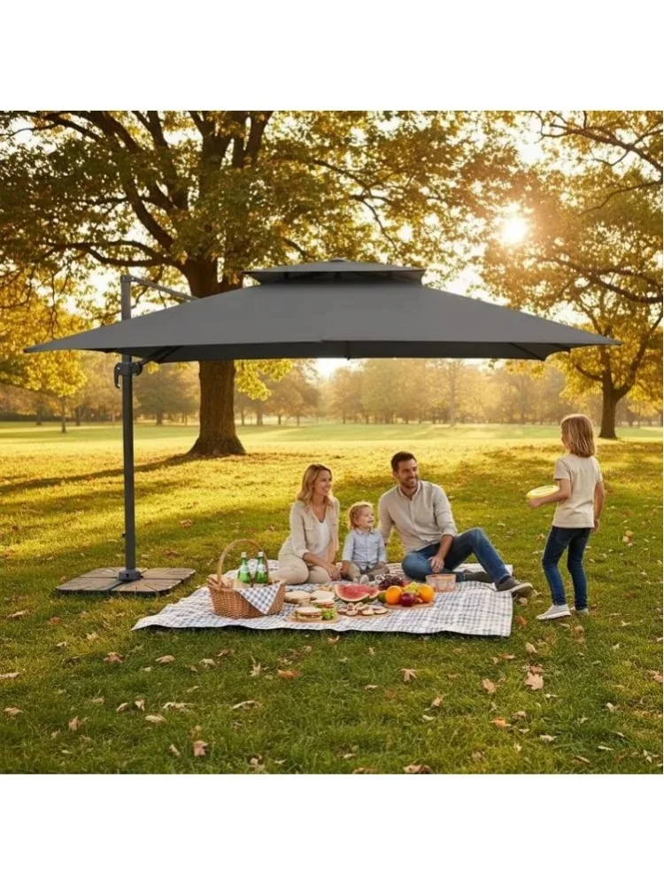 Garten-Sonnenschirm Cantilever mit doppeltem Schirm, anthrazitfarben 400x300 cm