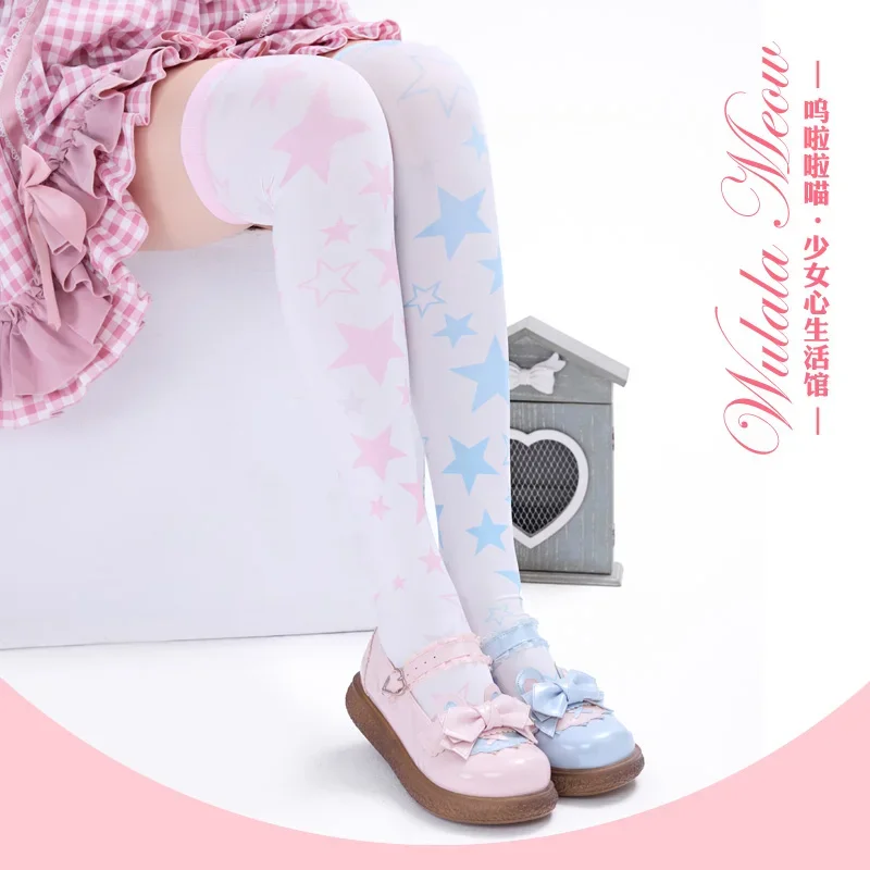 Original Lolita Stockings Lolita Stockings Extended 70cm Over Knee Socks Leg Socks Girl Pink Blue