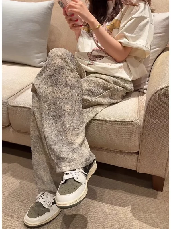 

Ice Silk Bubble Pants Men Women Summer Qui Dry Casual Loose Fit Wide Leg Tied Dye Pants Vintage American Sle Anti-Wrinkle