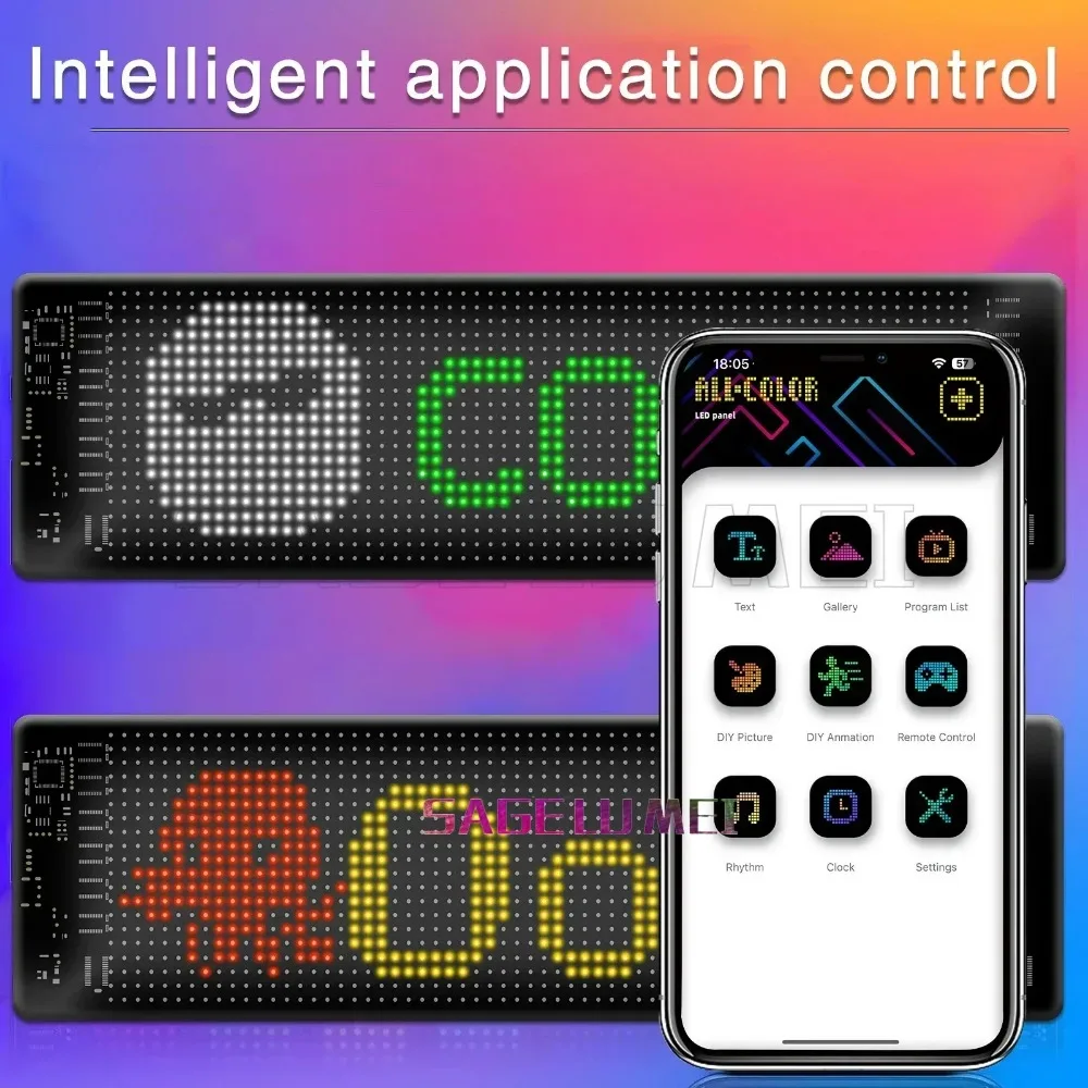 1/2PCS USB 5V LED Car Display Matrix Pixel Panel Screen with Remote Bluetooth App Control Scrolling Bright Advertising LED Logo