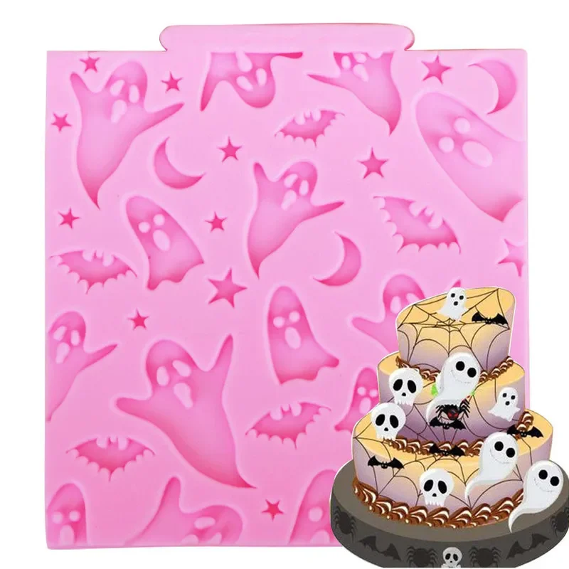 Halloween Ghost Moon Star Silicone Mold Cake Border Cupcake Fondant Candy Chocolate Cookie Clay Baking Decoration Tool