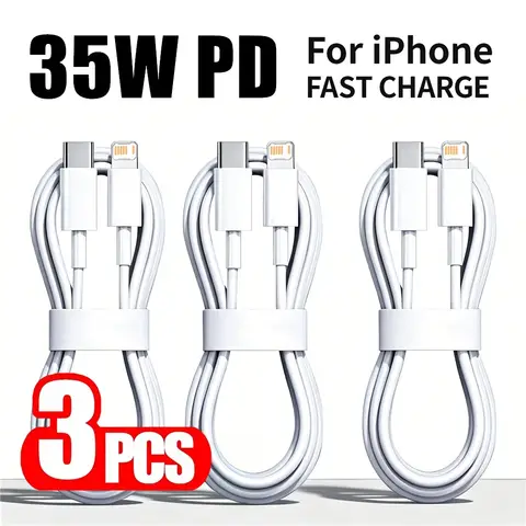 3PCS 35W PD Fast Charge Cable For iPhone 11 12 13 Mini 14 Pro Max X XR XS Max SE 6S 7 8 14 Plus Quick Charging USB-C Data Cables