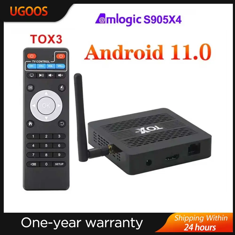 

ТВ-приставка Ugoos TOX3 2024 Android 11, Amlogic S905X4, телеприставка 2,4G/5G BT4.1, поддержка MP3 AAC WMA RM FLAC Smart Box TV