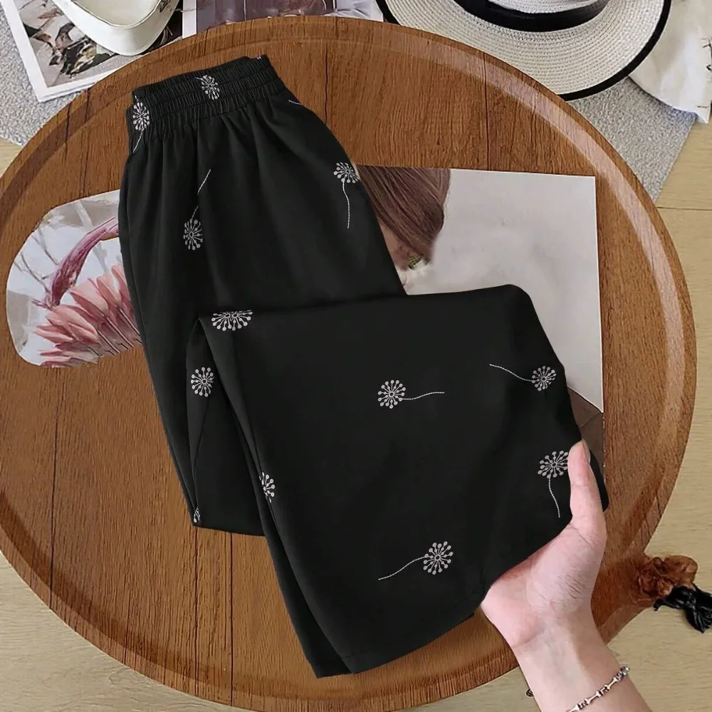Women Summer Solid Color Loose Wide Leg Pants Comfortable Breathable Casual Daily Office Work Relaxed Fit Chic Minimalist New