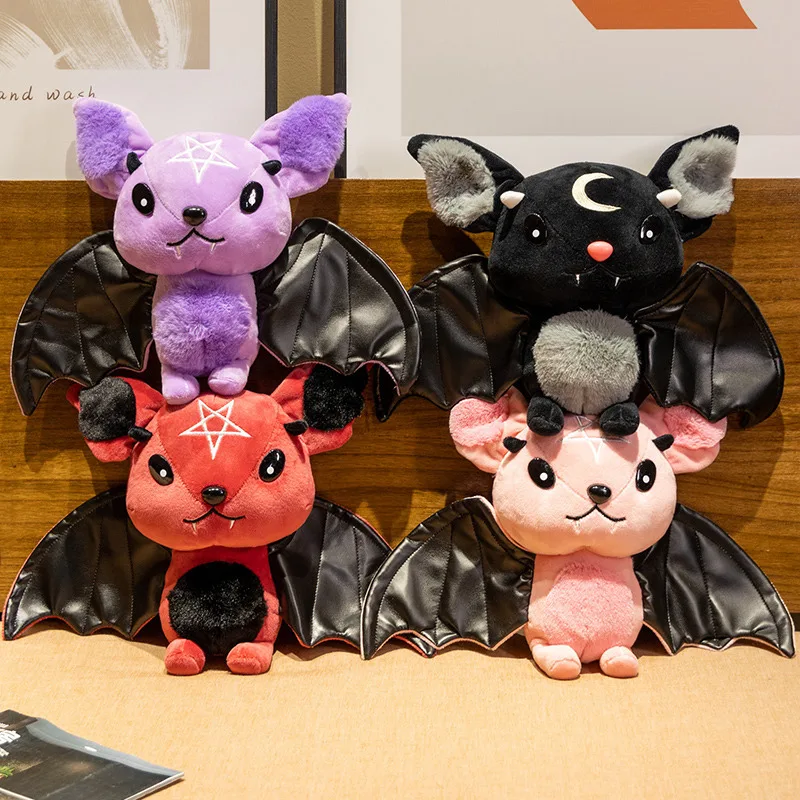 New Halloween Plushy Toy Four-color Demon Bat Soft Stuffed Animal Pillow For Boy Christmas Halloween Holiday Gifts Children Toys