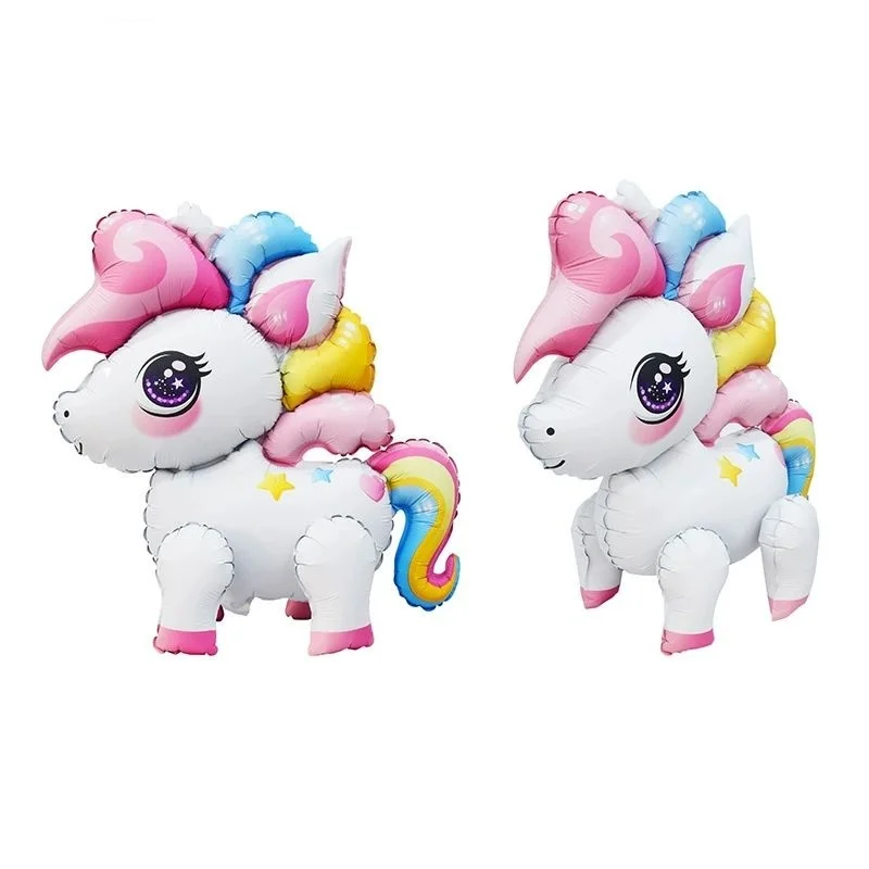 Riesiger Einhorn-Folienballon, Regenbogen-Einhorn-Ballon mit Sockel, stehender Einhorn-Ballon für Mädchen, Einhorn-Geburtstagsparty-Dekoration