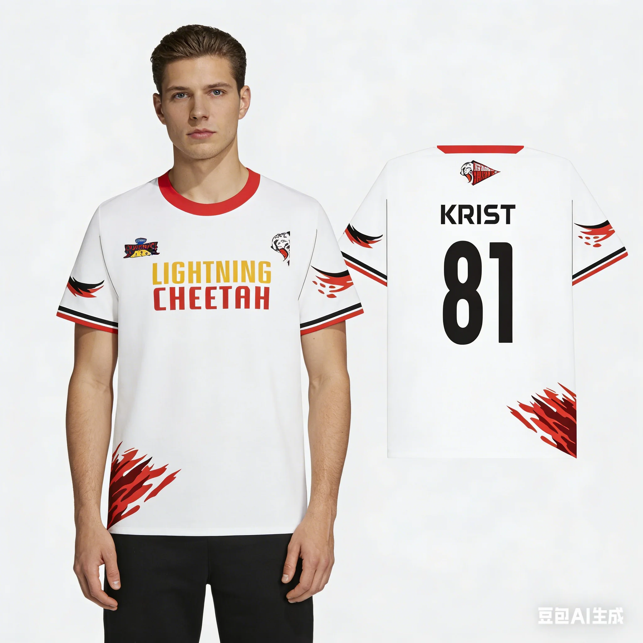 Lightning Cheetah Sport Jersey T Shirt For Man Bold Number 18 Print Short Sleeve Tee Casual Streetwear For Men And Team Uniform