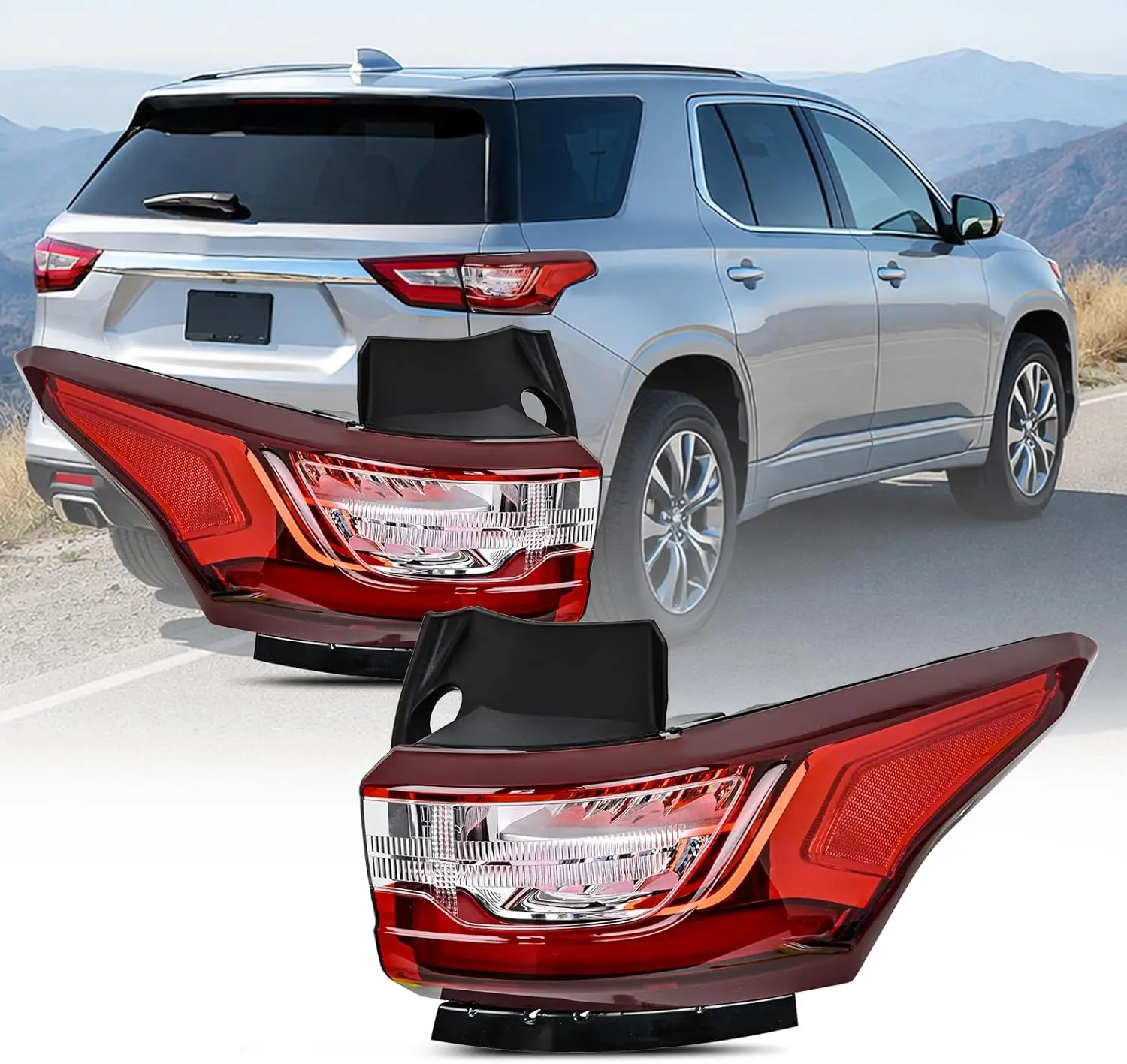 

Nilight Taillight Assembly Compatible with 2018 2019 2020 2021 Chevrolet Chevy Traverse LED Outer Tail Light OE Style Rear Lamp Replacement Driver and Passenger Side