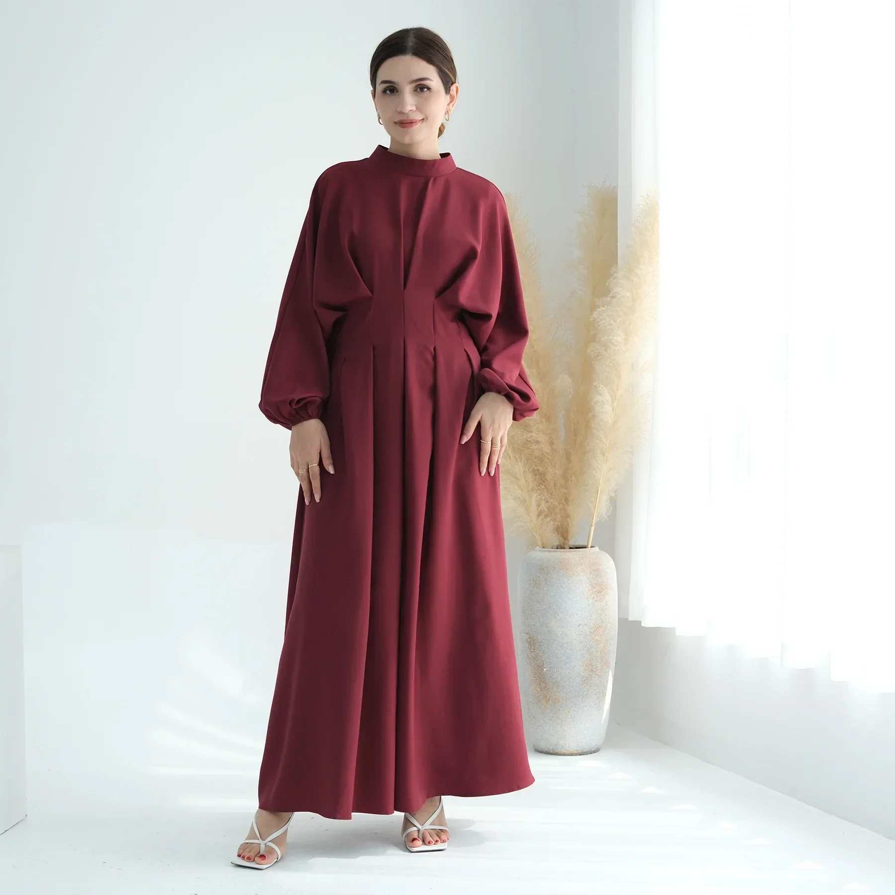 Elegant Muslim Dress Ramadan Pleated Abaya for Women Slim Waist Long Dress Islamic Clothing Muslim Eid Party Dresses Hijab Robe