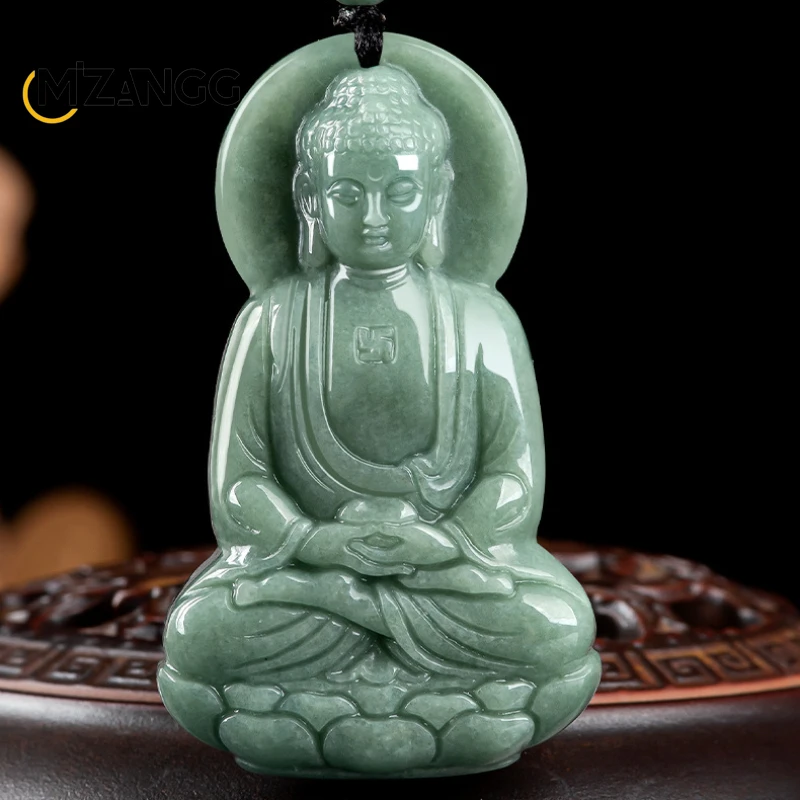 

High-grade Myanmar Jadeite Three-dimensional Buddha Pendant Beautifully Carved Fashion Men's and Women's Necklace Lucky Amulet