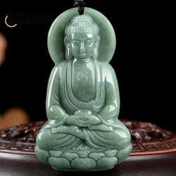 High-grade Myanmar Jadeite Three-dimensional Buddha Pendant Beautifully Carved Fashion Men's and Women's Necklace Lucky Amulet