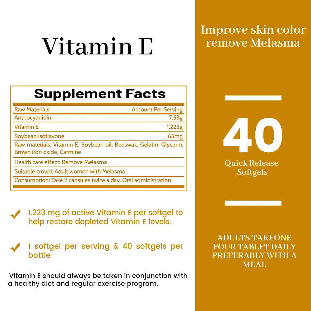 Vitamin E Capsules To Remove Chloasma Age Spots, Sun Spots, Freckles, Chloasma, Brown Spots