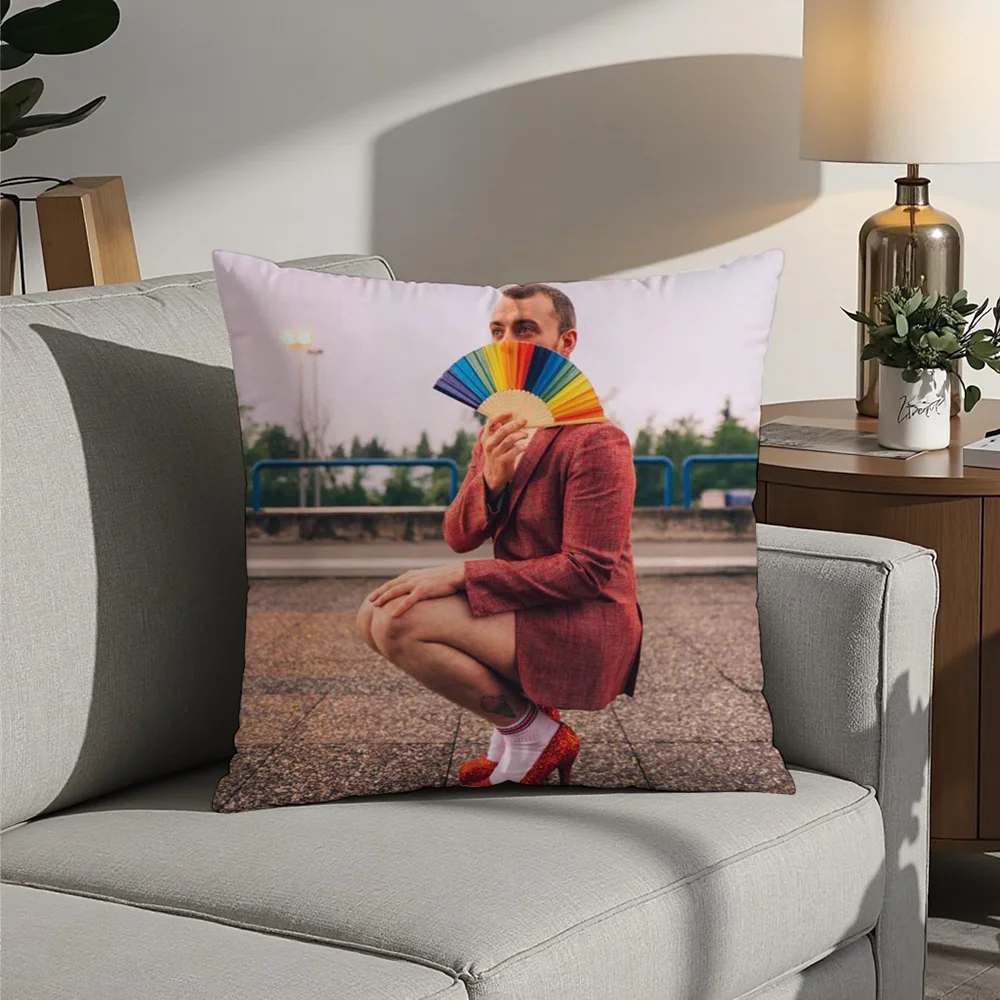 Singer S-Sam Smith Pillow Case Plush Fabric Soft  Pillowcase Double Sided Print Cushion Cover Household Gifts