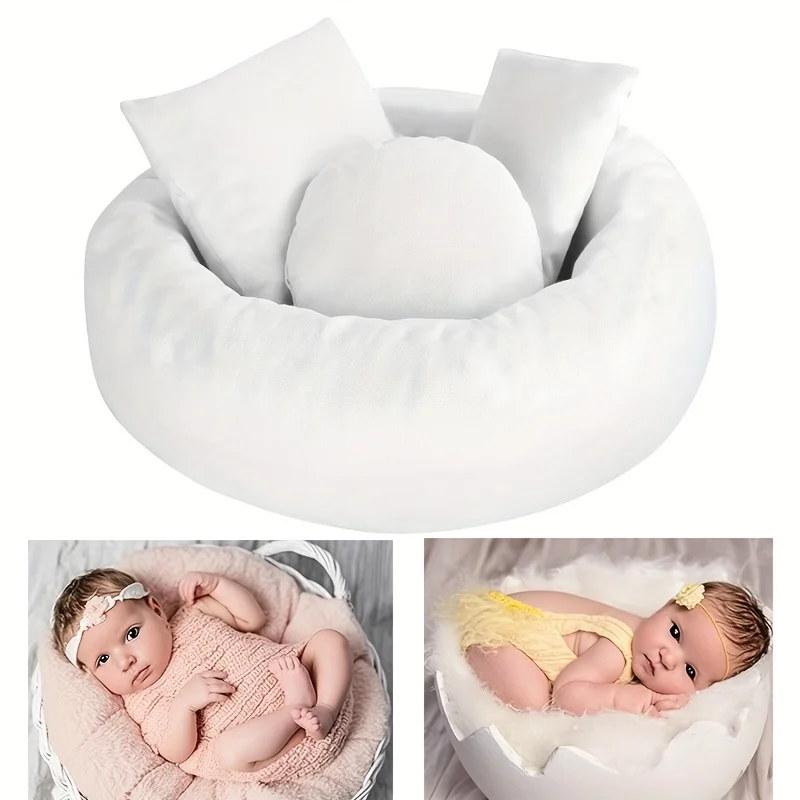 

4pcs Newborn Photography Props Pillows Baby Posing Aid Pillow Beans Bag Donut Bucket Basket Cushion Mat Boy Girls Photo Shoot