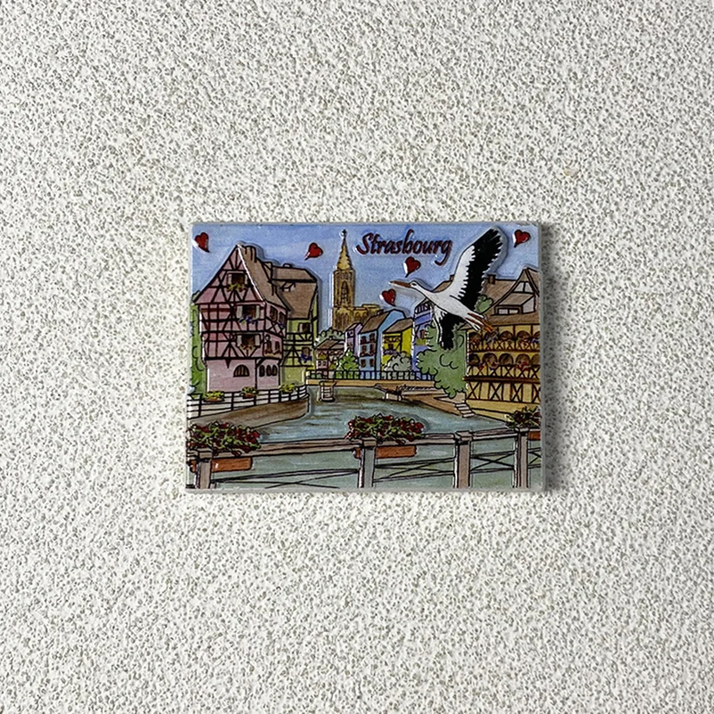 

French Strasbourg Souvenir Fridge Magnet Personalized Creative Landmark Travel 3D Magnetic Decorative Souvenirs