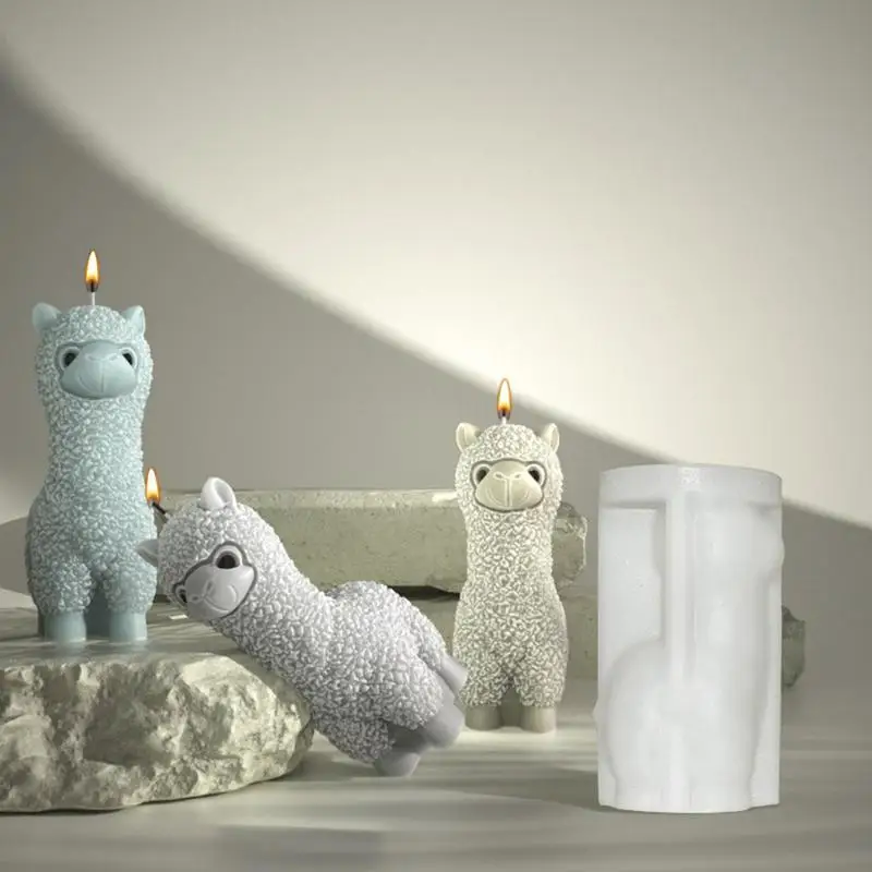 3D Little Alpaca Fondant Molds  Scented Aromatherapy Candle Silicone Mold Non-Stick Cake Decorating Fondant Mold Llama