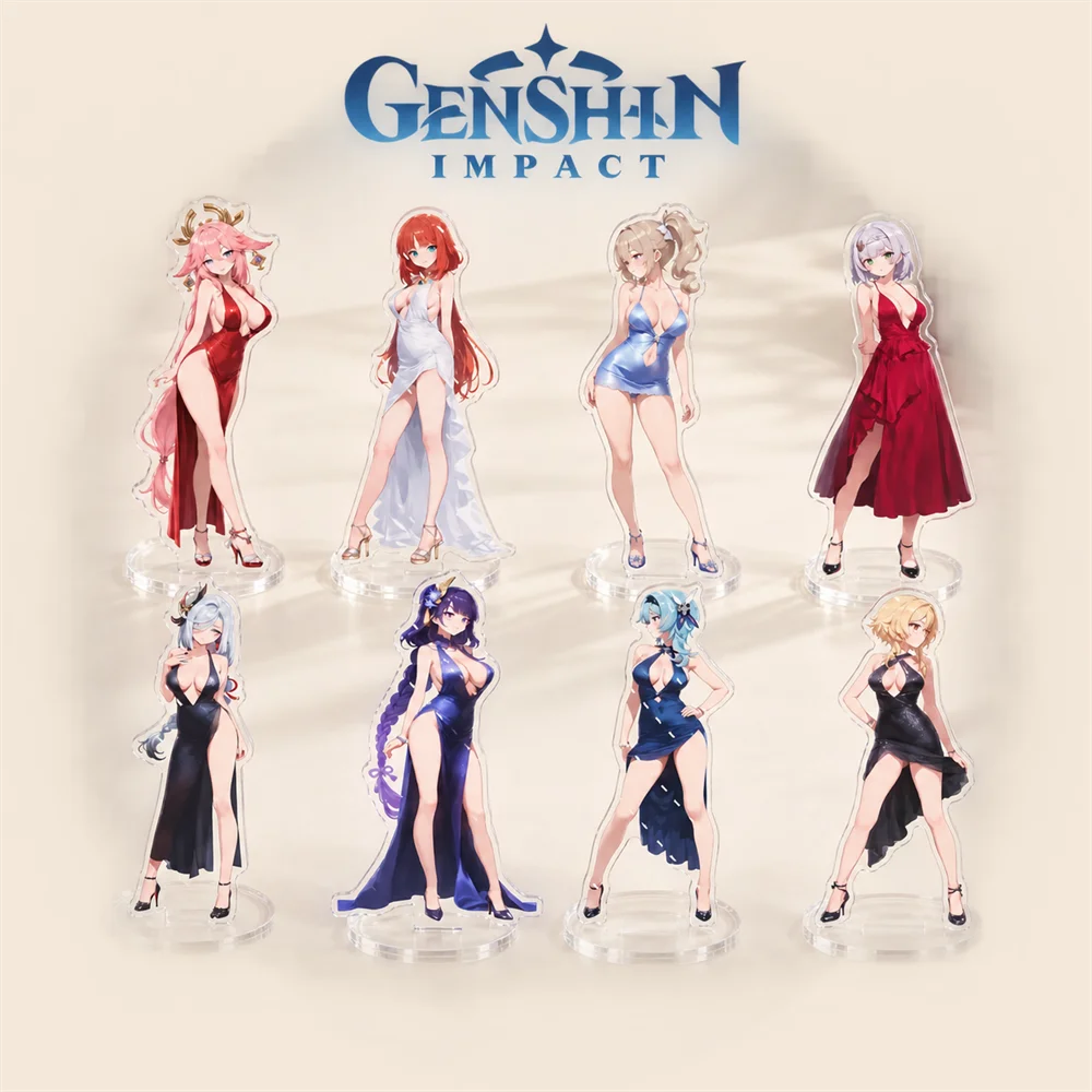 Genshin Impact 15cm Acrylic Stand Figures Keychain Anime Game Desktop Tabletop Ornament Gamer Fans Collectible Gift
