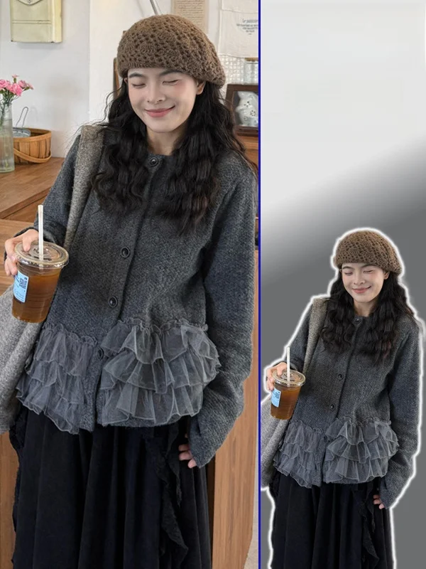 

plus Size Knitted Sweater Women's Faionable Floral Splicing Spring Autumn Unique Agel Personali Long Sve round...