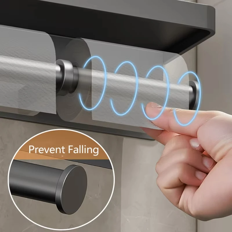 سبائك الألومنيوم حامل ورق المرحاض جدار جبل WC التخزين المنظم لفة ورقة حامل الرف الهاتف اكسسوارات الحمام