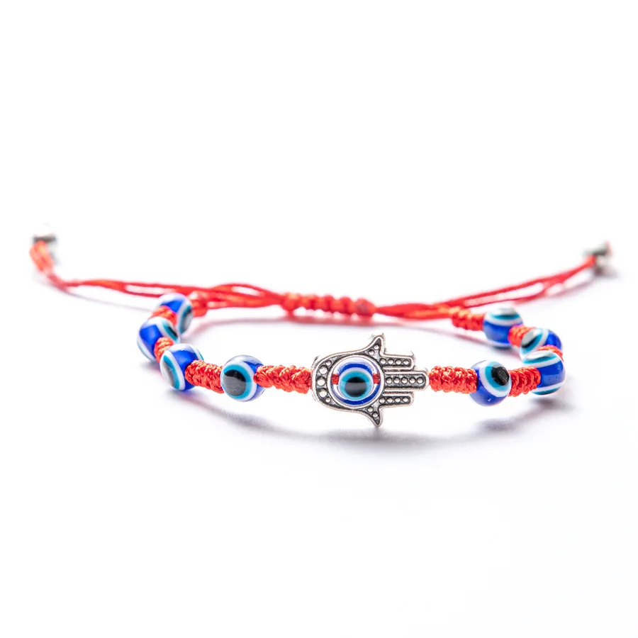 1pc hand geflochtene rot blaue Fadens chnur Seil Armbänder für Frauen Männer böse Augen Glücks wunsch verstellbare Armbänder Paar Armreifen – Detail 4