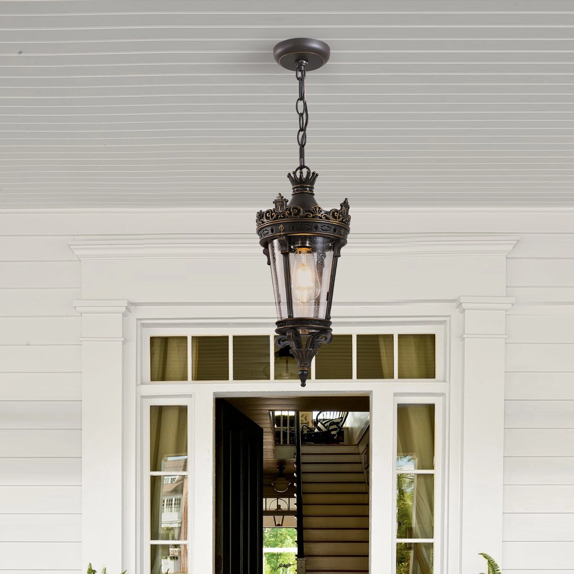 Large Outdoor Sconce Lights, 18 Inch  Black Outdoor Lanterns Waterproof for Front Porch Garage Balcony Light Switch Control