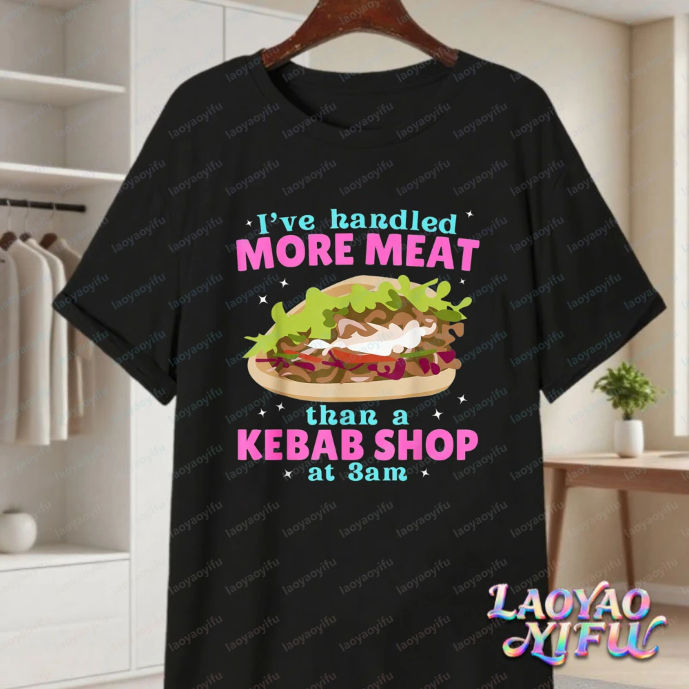 Funny Kebab Meat Cotton Tee Humor 3am Kebab Shop Graphic T-Shirt Hot Sale Foodie Tops Vintage Fashion Streetwear Men's Clothing