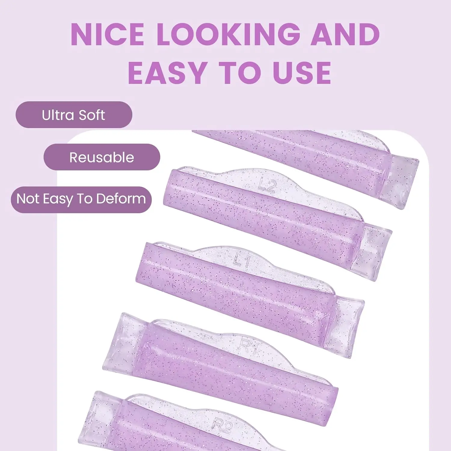 Lomansa 5 Paar neue C-Locken-Silikon-Wimperndauerwellen-Pads, klebriges Lash-Lift-Pad, Hebe- und 3D-Wimpernzange, Zubehör, Make-up-Werkzeug