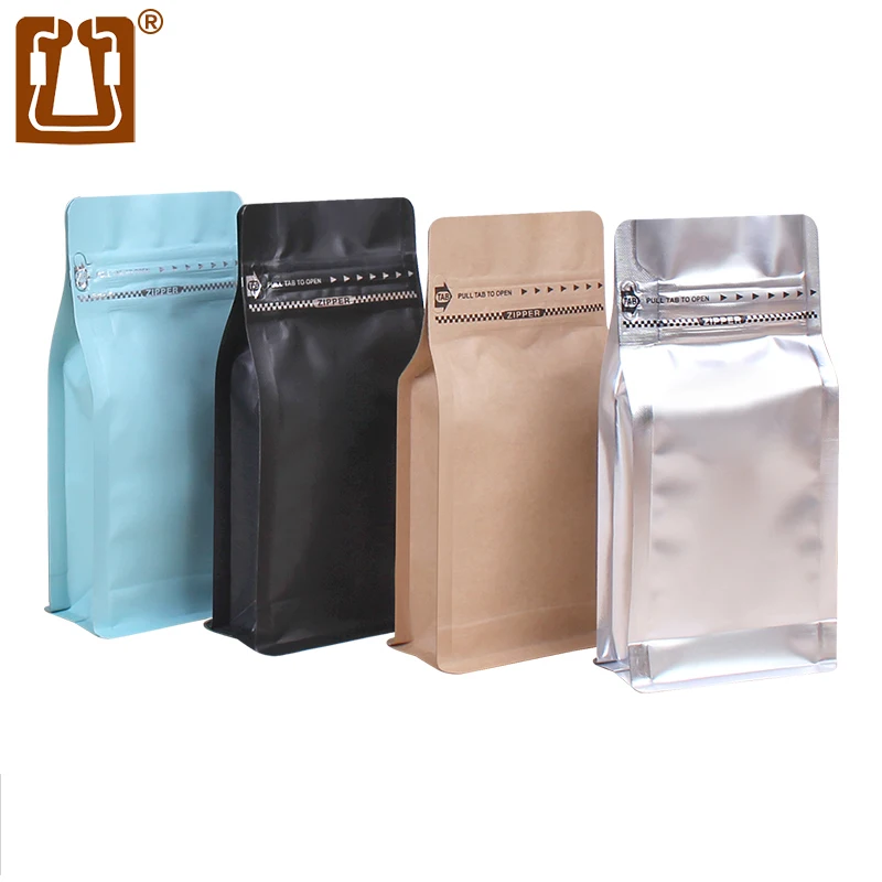 Zhanfei Packaging 125g Of Coffee Bean Bag 10Pcs Eight-edge Sealed Kraft Paper Aluminum Foil Self-sealing  Food Tea Packaging Bag