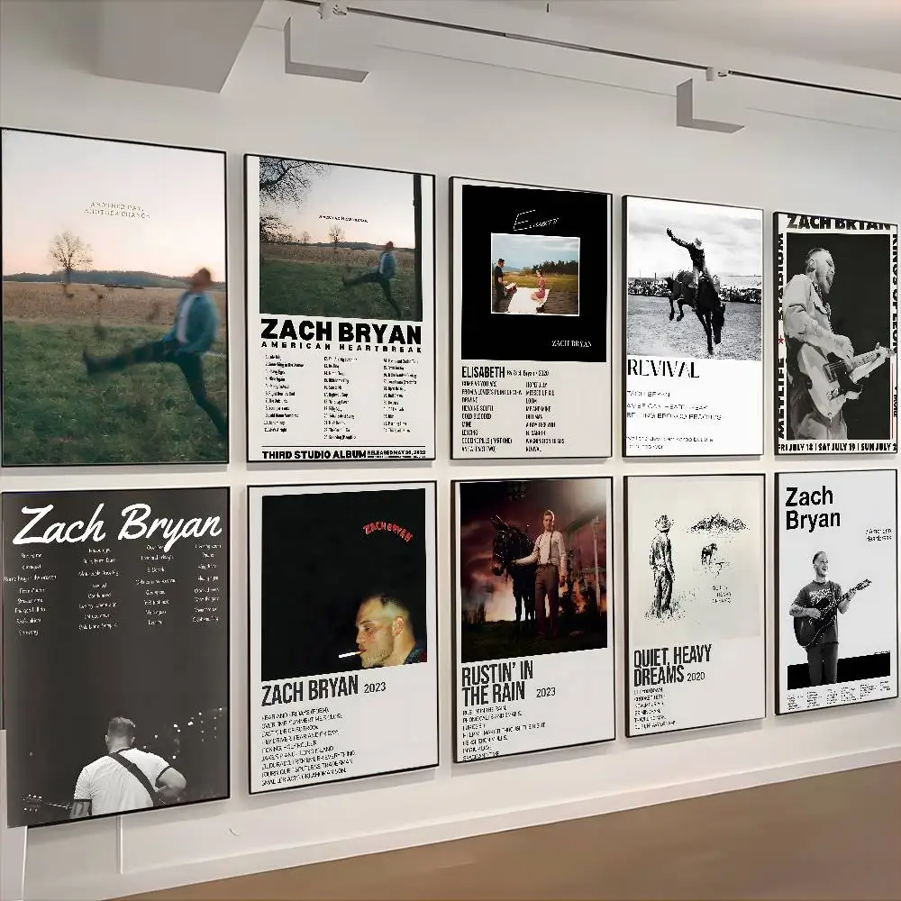 Z-Zach B-Bryan SINGER Poster HD Art Sticky Wall Waterproof Home Living Room Bedroom Aesthetic Decoration