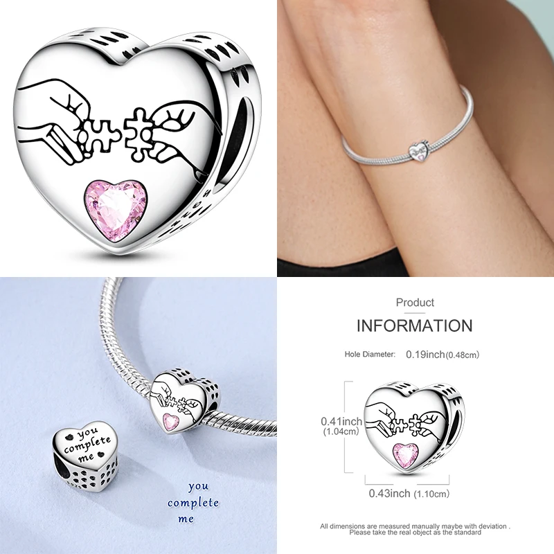 Charms 925 Sterling Silver Mom Heart Puzzles Charms Beads Luminous Firefly Pendants Fit Original Bracelet Jewelry Gifts Marking