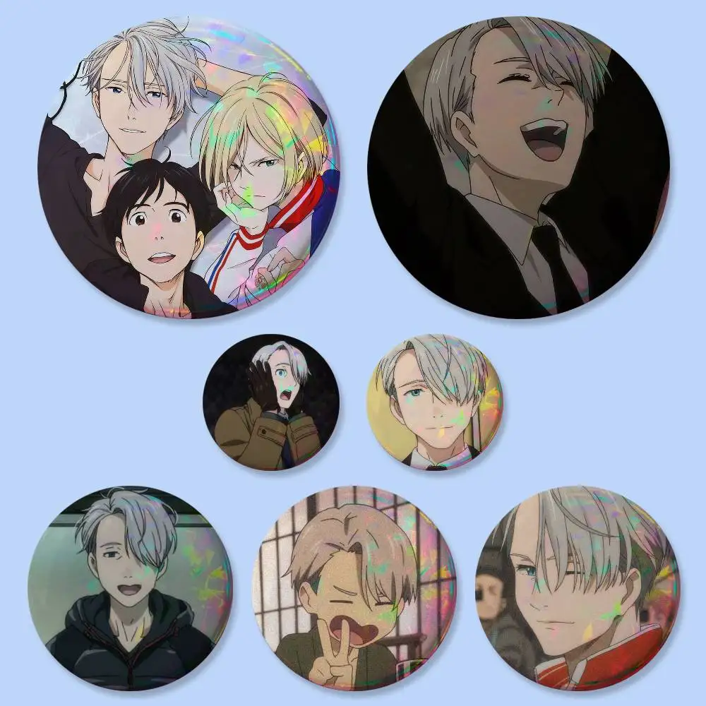 Anime Yuri On Ice Badges 25 32 44 58 75 Mm Round Cosplay Pin Bag Decor Fans Collect Friends Gifts Brooch Souvenir