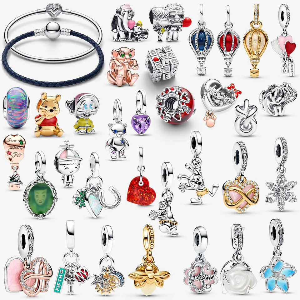 

New 925 Silver Love Heart Backpack Magic Cube Beads Eternal Lucky Balloon Firefly Pendant Fashion DIY Charm Jewelry Gift