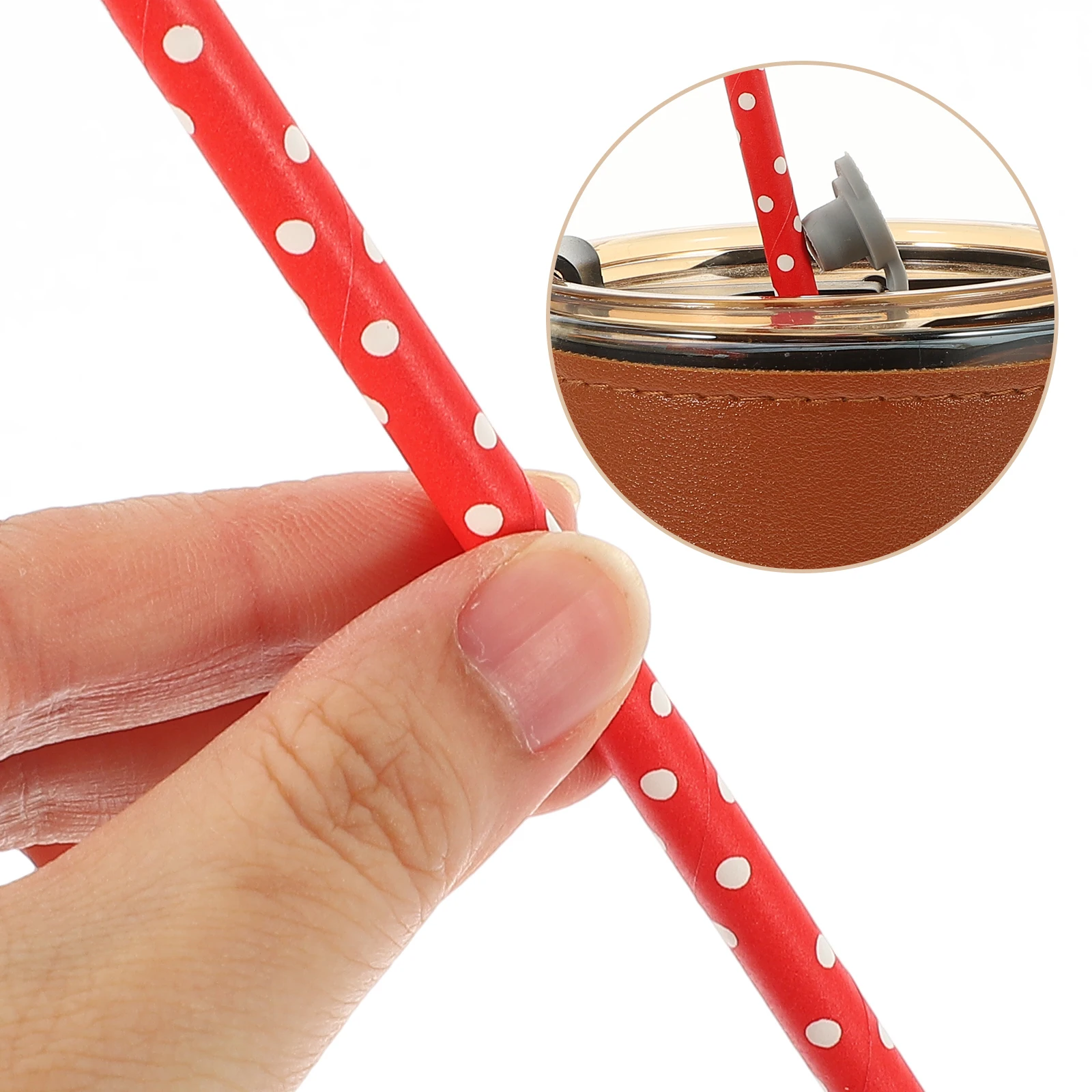 

100pcs Paper Straws 19 7x0 6CM Red Dots Disposable Drinking Straws for Party Birthday Bridal Grad Eco Degradable