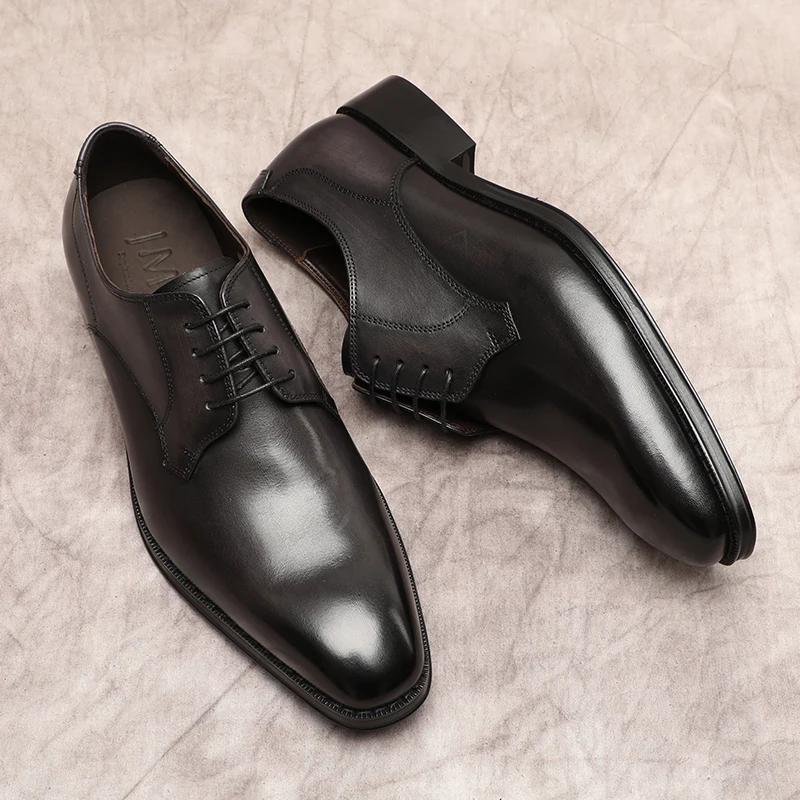 

Classic Men's oxford Shoes Genuine Cow Leather Dress Shoes For Men Luxury Black Brown Lace Up Wedding Men Business Formal Shoes