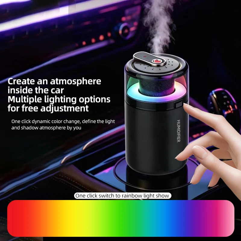 New Car Humidifier Aroma Diffuser 2 In1 Mini Portable USB Air Humidifier 360° Nano Mist With Colorful Starry Night Light For Car