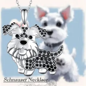 Schnauzers Dog Necklace in Silver or gold. Cute Necklace. Puppy. Stacking Necklace. shops Pet. Animals. Sweet 16. Gift For Her (PNL-237)