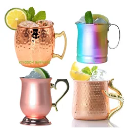 Hammered Copper plated Stainless Steel Moscow Mule Mug Drum-Type Beer Cup Coffe Cup Water Glass Drinkware