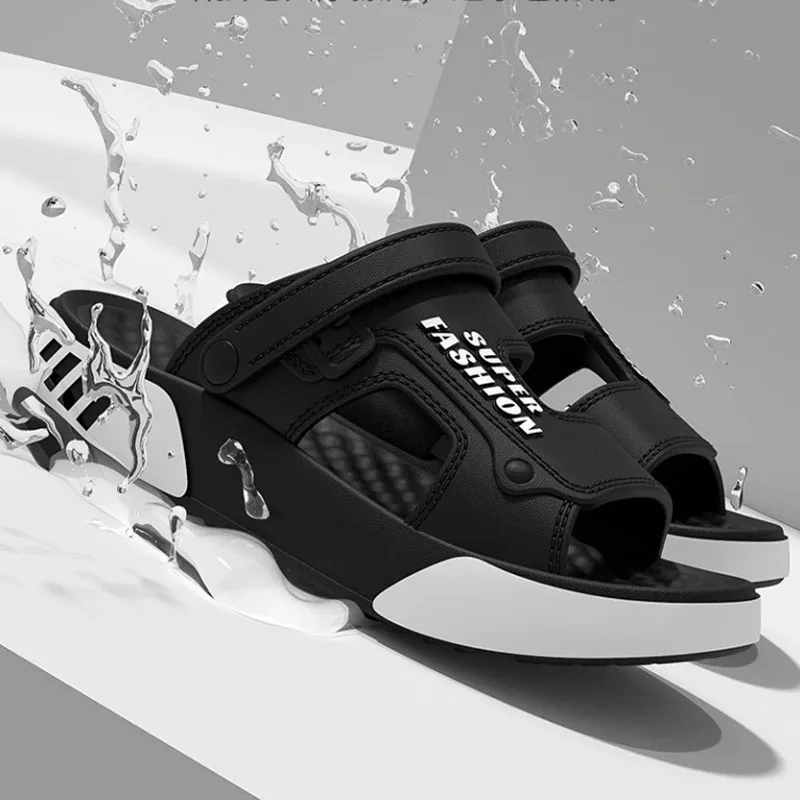 شبشب رجالي الصيف إيفا لينة سوليد منصة الشرائح الصنادل داخلي في الهواء الطلق المشي أحذية الشاطئ الوجه يتخبط أحذية المنزل رجالي #5