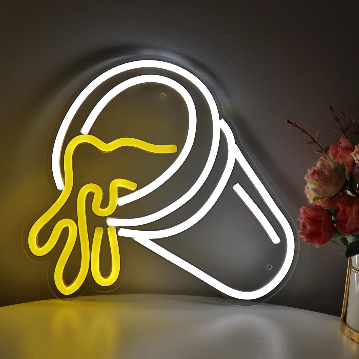 

1PC Ceative Spill The Juice LED Wall Neon Sign For Pub Club Bar Shopping Mall Room Shop Decoration 10.79‘’*9.21‘’