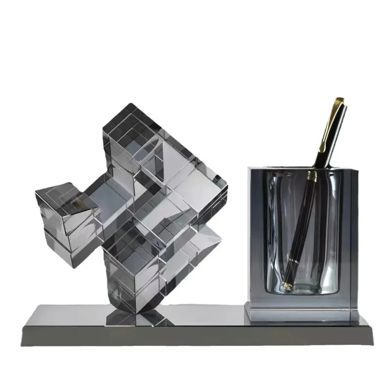

Modern simple creative crystal, office decoration crystal, pen holder office study high-end private club