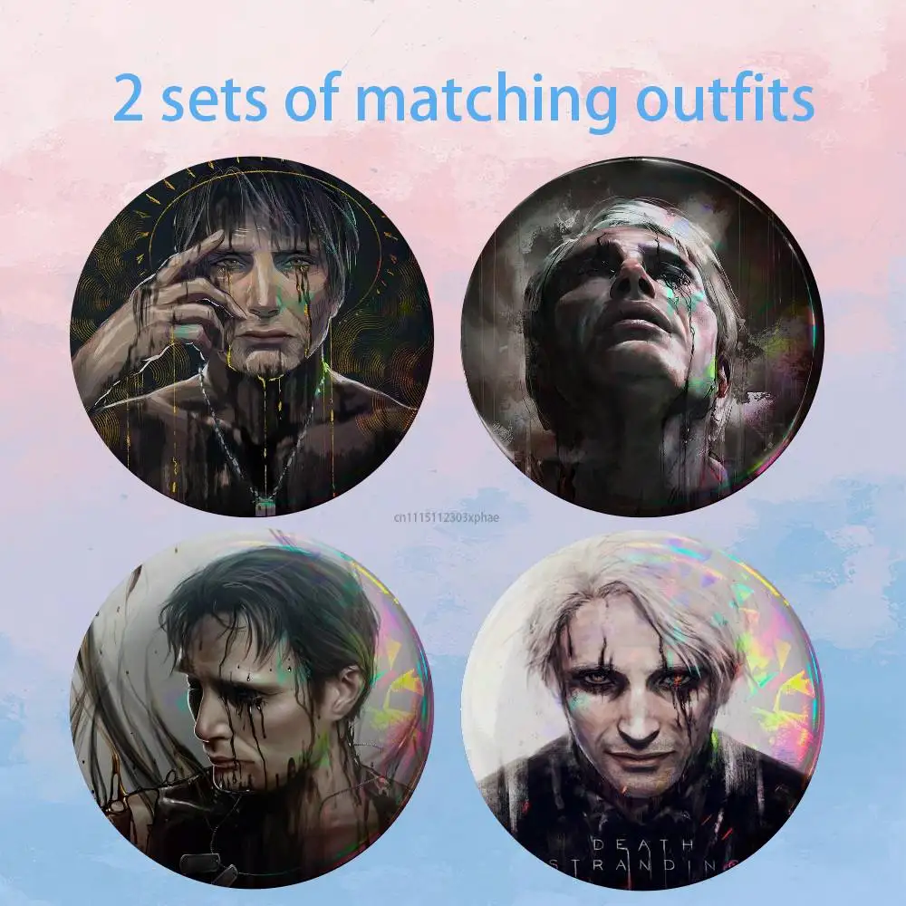 D-Death Stranding Cliff Unger HD Print Round Lapel Pins Pretty Derby 2 piece set Round Display Brooches Brooch Badges