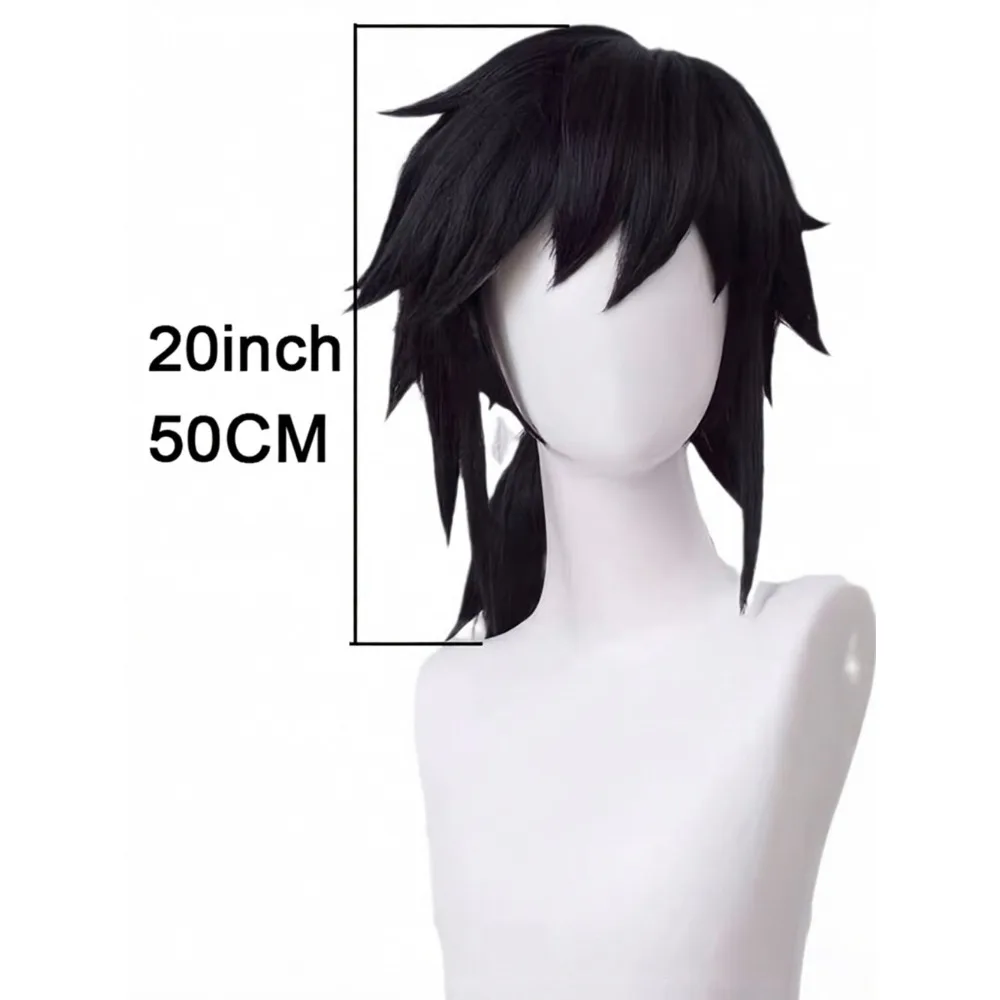 Universal Black Wig Anime Cosplay Chemical Fiber Filament Festival Party Stage Performance 20inch Daily Wear Whole Wig