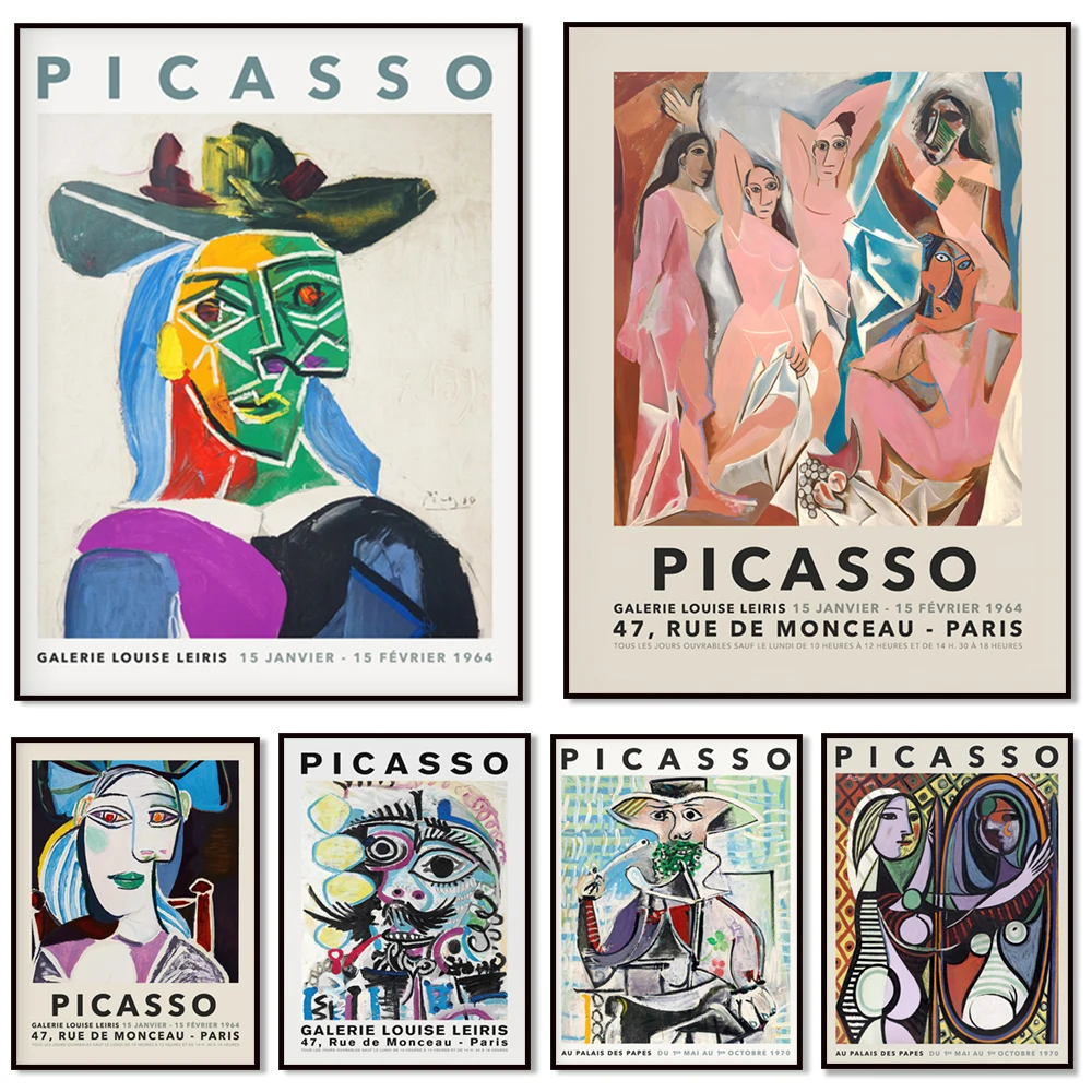 Abstrakte Vintage-Gemälde Pablo Picasso Ausstellungs-Leinwandposter und Drucke Museum Moderne Galerie Wandkunst Bild Heim-Dekoration