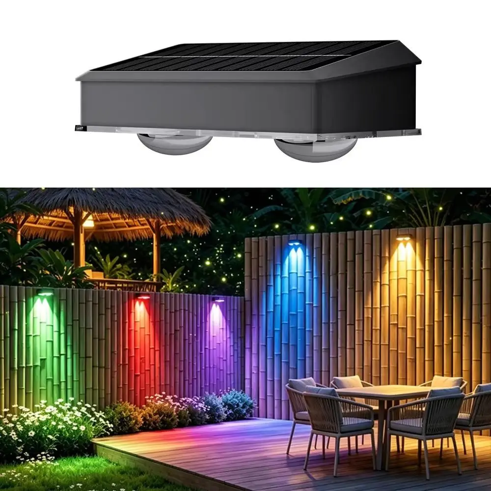 Waterproof Solar Wall Light Wall-Mounted Energy-Saving RGB Wall Light High-Efficiency Solar Panel Gradient Glow