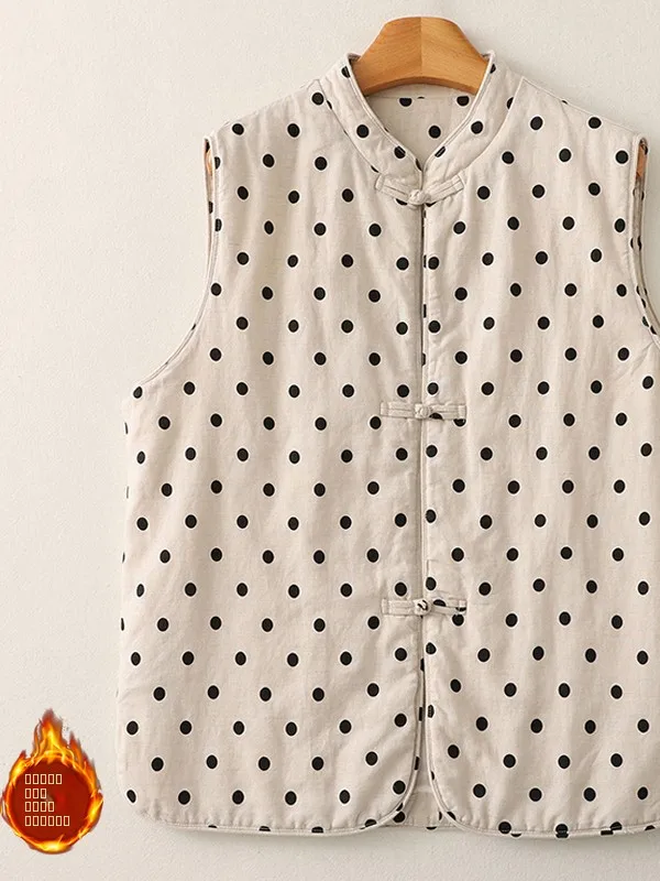 

Новый китайский льняной жилет без рукавов, женский модный осенне-зимний тонкий женский жилет с высоким воротником и одной пуговицей